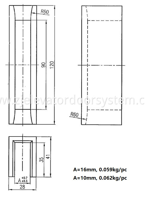 guide shoe insert Mitsubishi Elevator Cabin Guide Rail 10mm 16mm 